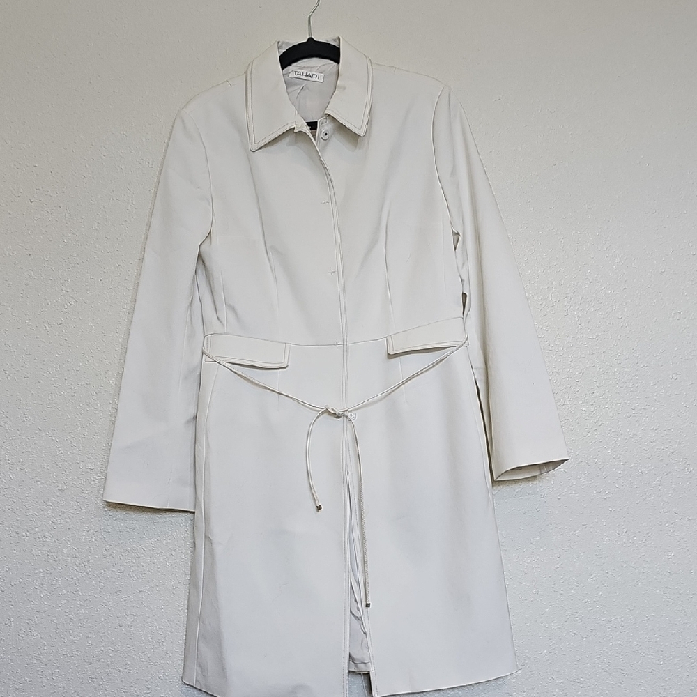 Tahari ASL Women's White Trench Coat